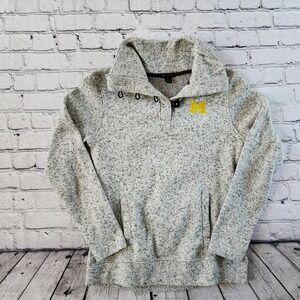 Champion Elite University of Michigan Funnel Neck Sweater Gray Marled Womens S